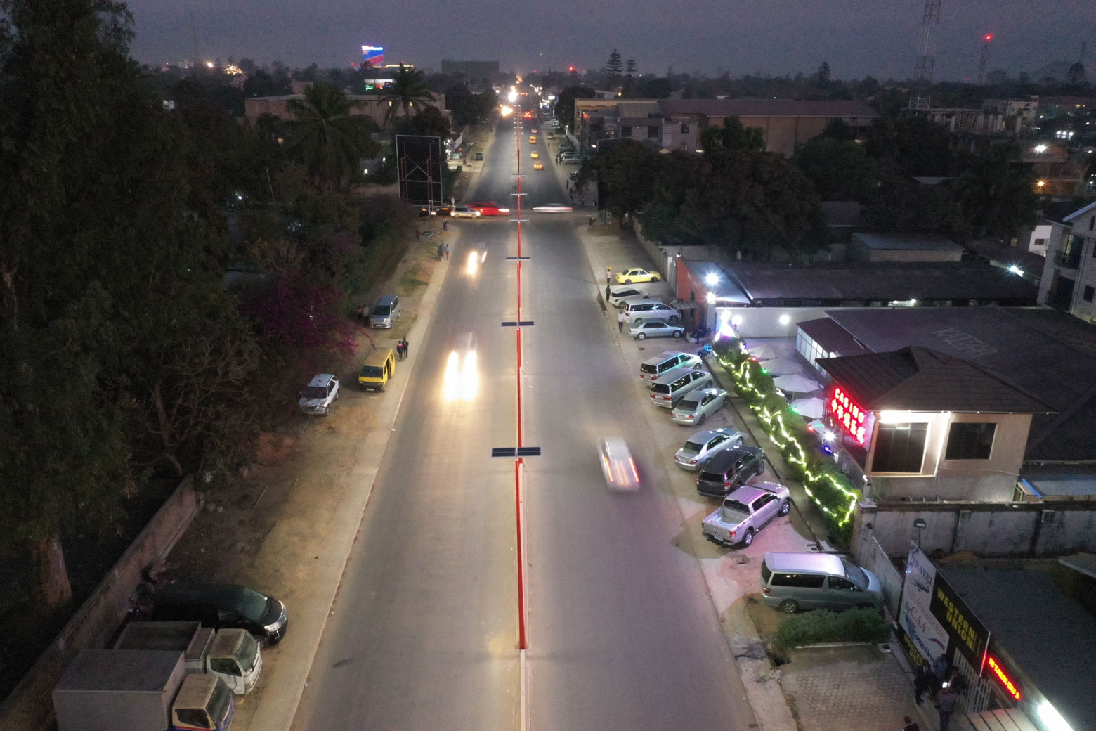 Solar lights on Kasa-Vubu avenue in Lubumbashi