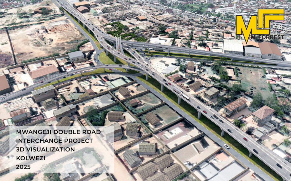 Architectural simulation of the Mwangeji double road interchange in Kolwezi, DR Congo.