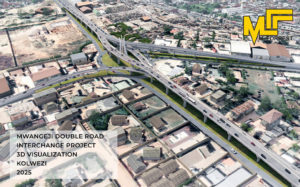 Architectural simulation of the Mwangeji double road interchange in Kolwezi, DR Congo.