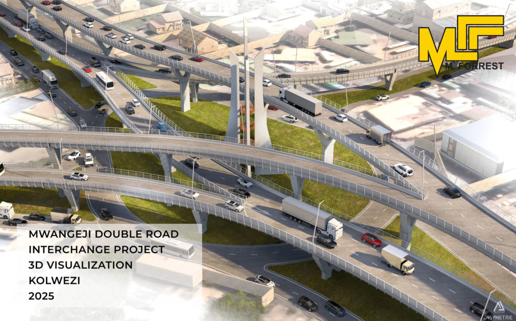 3D visualization of the Mwangeji double road interchange project in Kolwezi, DR Congo